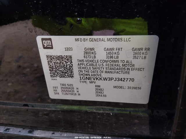 Aukcja sprzedaży 2023 Chevrolet Traverse Awd Premier, vin: 1GNEVKKW3PJ342770, numer aukcji: 44797186
