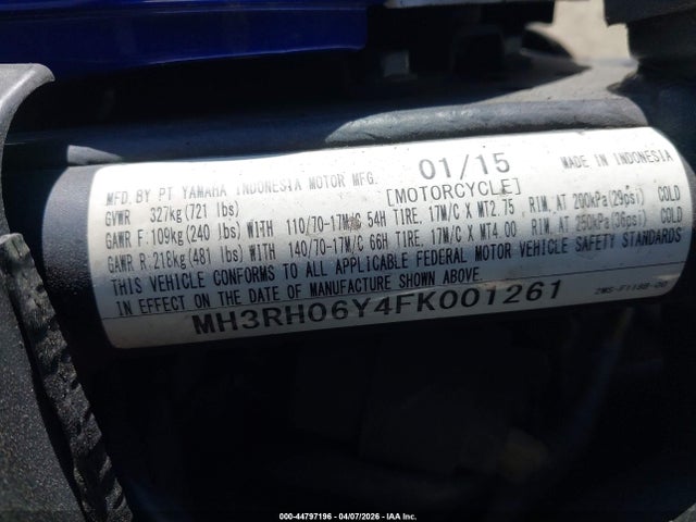MH3RH06Y4FK001261 Yamaha YZFR3