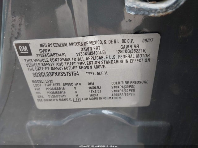 2008 SATURN VUE 3GSCL33PX8S573754 Photo 8