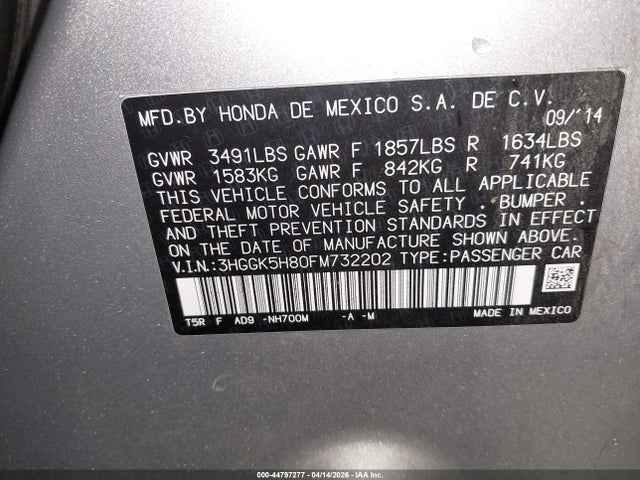 Honda Fit Ex/ex-l 2015 3HGGK5H80FM732202 Image 9