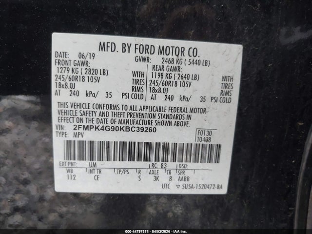 2019 FORD EDGE 2FMPK4G90KBC39260 Photo 8