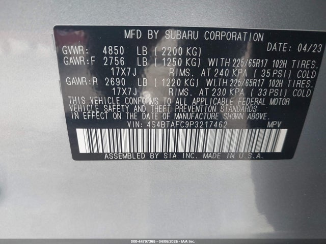 Subaru Outback Premium 2023 4S4BTAFC9P3217462 Image 9