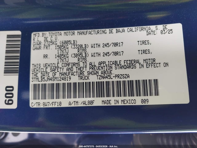 Toyota Tacoma Sr5 2025 3TMLB5JN4SM124819 Image 9