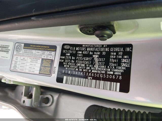 44797379 :رقم المزاد ، 5XYKT3A65EG530678 vin ، 2014 Kia Sorento Lx مزاد بيع