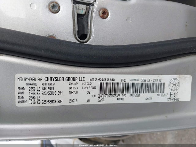 44797415 :رقم المزاد ، 3D4PG5FG5BT569320 vin ، 2011 Dodge Journey Sxt مزاد بيع