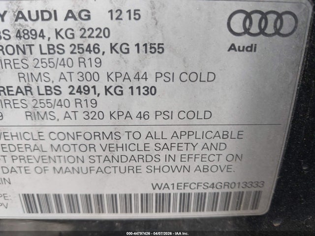 Aukcja sprzedaży 2016 Audi Q3 2.0t Premium Plus, vin: WA1EFCFS4GR013333, numer aukcji: 44797426