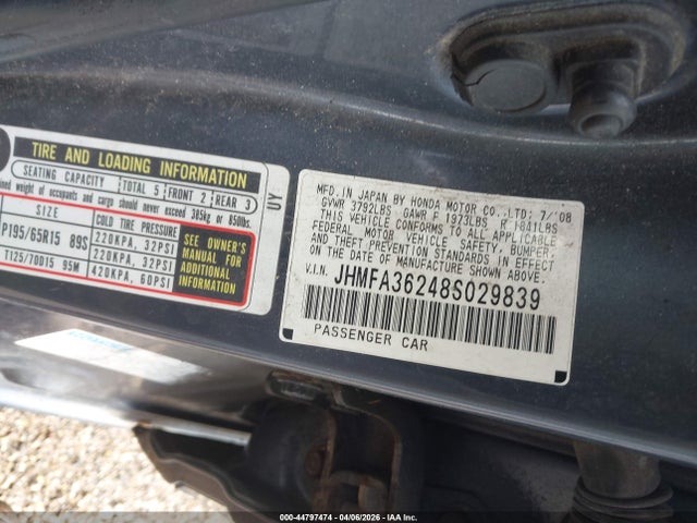 2008 HONDA CIVIC HYBRID JHMFA36248S029839 Photo 8