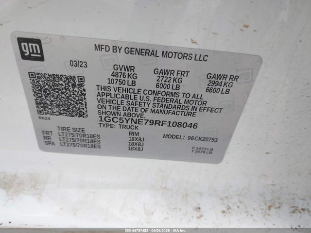 Продажа на аукционе авто 2024 Chevrolet Silverado 2500hd 4wd  Standard Bed Lt, vin: 1GC5YNE79RF108046, номер лота: 44797482