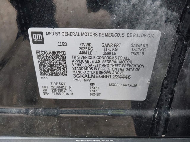 Aukcja sprzedaży 2024 Gmc Terrain Fwd Sle, vin: 3GKALMEG6RL234446, numer aukcji: 44797499