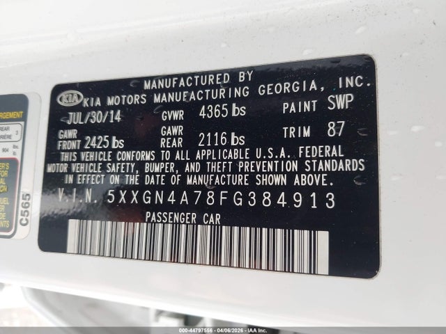 2015 KIA OPTIMA 5XXGN4A78FG384913 Photo 8