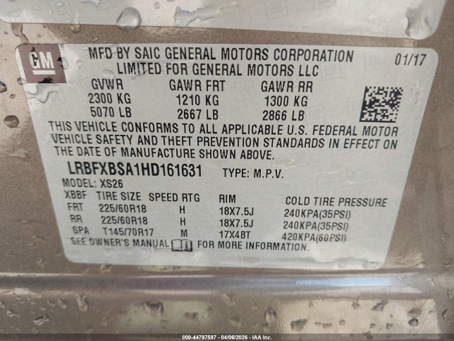 Aukcja sprzedaży 2017 Buick Envision Essence, vin: LRBFXBSA1HD161631, numer aukcji: 44797597