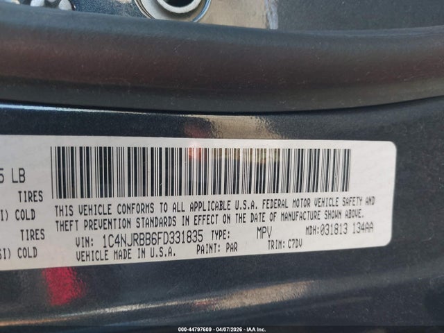 Продаж на аукціоні авто 2015 Jeep Patriot Sport, vin: 1C4NJRBB6FD331835, номер лоту: 44797609
