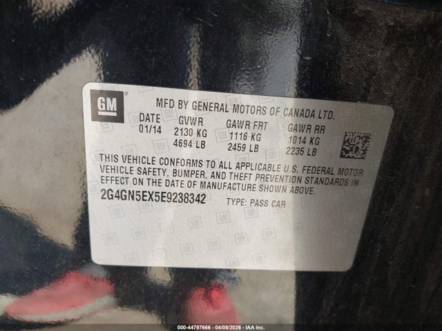 44797666 :رقم المزاد ، 2G4GN5EX5E9238342 vin ، 2014 Buick Regal Turbo/e-assist Premium I مزاد بيع