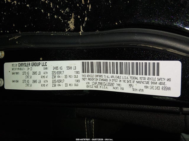 Продажа на аукционе авто 2014 Jeep Cherokee Sport, vin: 1C4PJMAB1EW125287, номер лота: 44797681