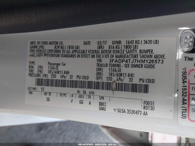 Ford FIESTA S 2017 3FADP4TJ7HM126573 Image 9
