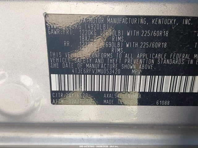 Aukcja sprzedaży 2021 Toyota Rav4 Hybrid Xse, vin: 4T3E6RFV3MU053420, numer aukcji: 44797693