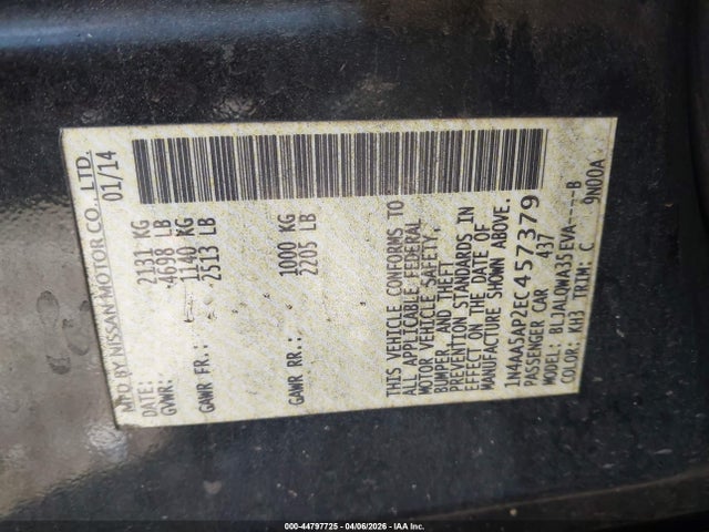 1N4AA5AP2EC457379 Nissan Maxima 3.5 S