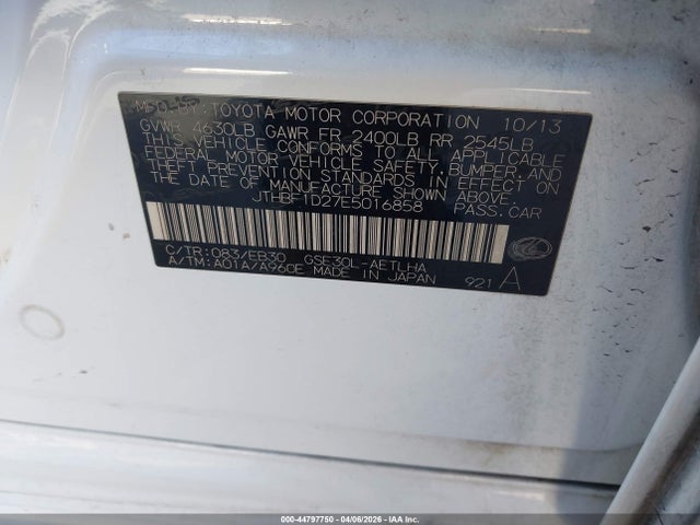 Продаж на аукціоні авто 2014 Lexus Is 250, vin: JTHBF1D27E5016858, номер лоту: 44797750