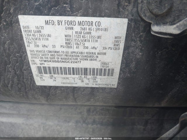 2022 FORD EXPLORER 1FMSK8BB5NGC22477 Photo 8