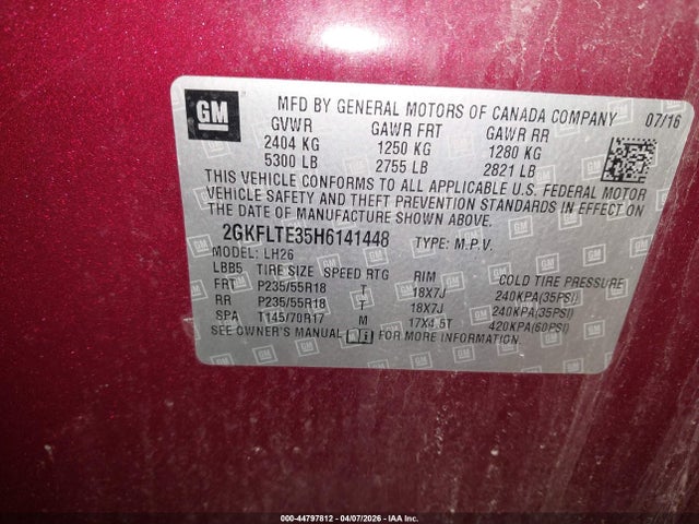 Продажа на аукционе авто 2017 Gmc Terrain Sle-2, vin: 2GKFLTE35H6141448, номер лота: 44797812
