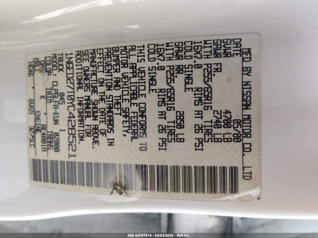 2000 NISSAN FRONTIER 1N6ED27T0YC428521 Photo 8