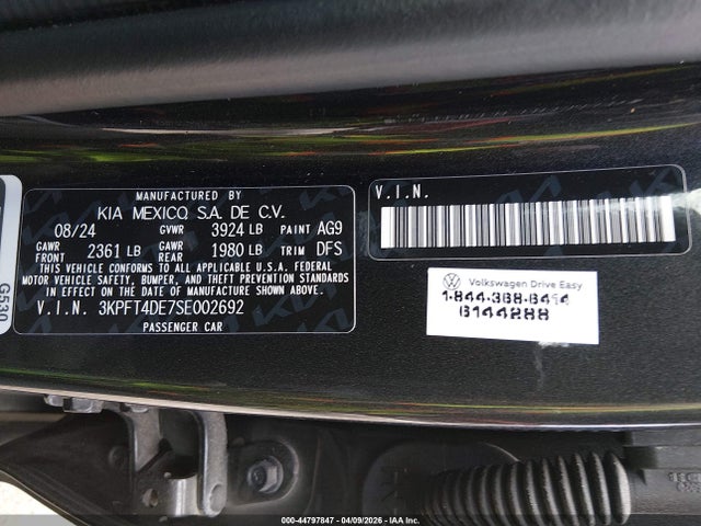 Aukcja sprzedaży 2025 Kia K4 Lx, vin: 3KPFT4DE7SE002692, numer aukcji: 44797847