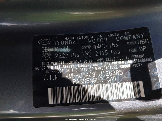 2015 HYUNDAI GENESIS KMHHU6KJ9FU126385 Photo 8