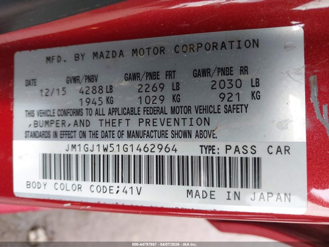 JM1GJ1W51G1462964 Mazda Mazda6 I Grand Touring