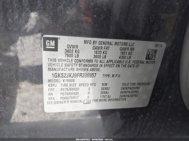 Продажа на аукционе авто 2015 Gmc Yukon Xl 1500 Denali, vin: 1GKS2JKJ9FR206957, номер лота: 44797927