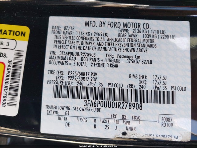2018 FORD FUSION HYBRID 3FA6P0UU0JR278908 Photo 8