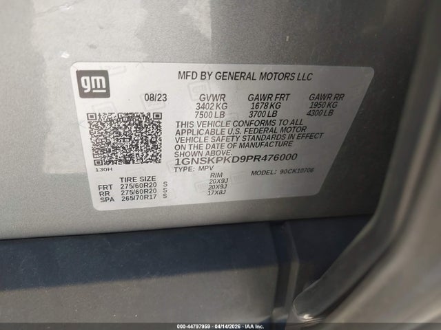 1GNSKPKD9PR476000 Chevrolet Tahoe 4wd Z71