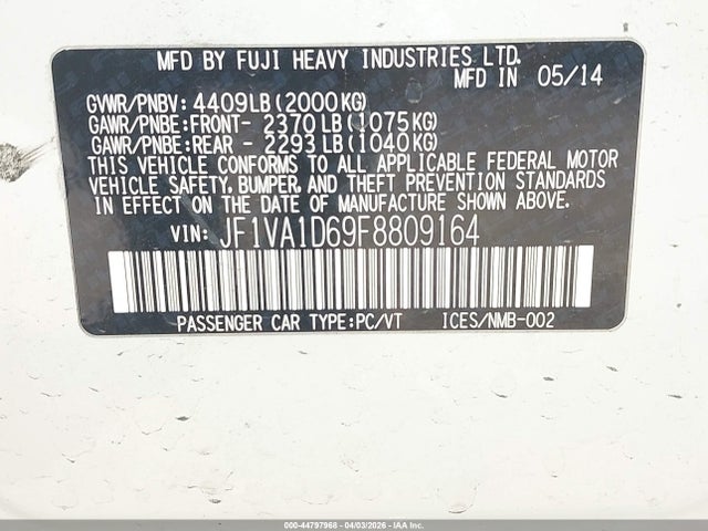 2015 SUBARU WRX JF1VA1D69F8809164 Photo 8