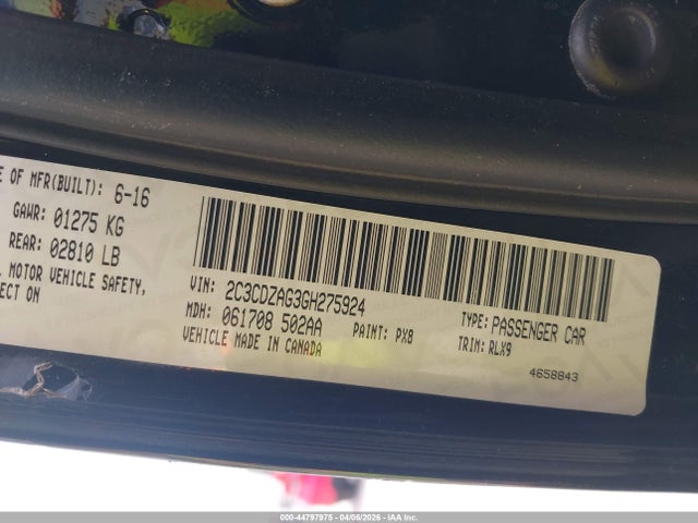 2016 DODGE CHALLENGER 2C3CDZAG3GH275924 Photo 8