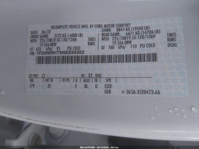 Ford F-550 Chassis Xlt 2022 1FD0W5HT9NEE69202 Image 9