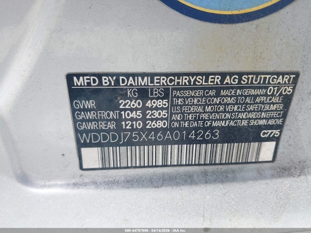 2006 MERCEDES-BENZ CLS 500 WDDDJ75X46A014263 Photo 8