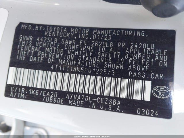 Продаж на аукціоні авто 2023 Toyota Camry Se, vin: 4T1T11AK5PU132573, номер лоту: 44798006