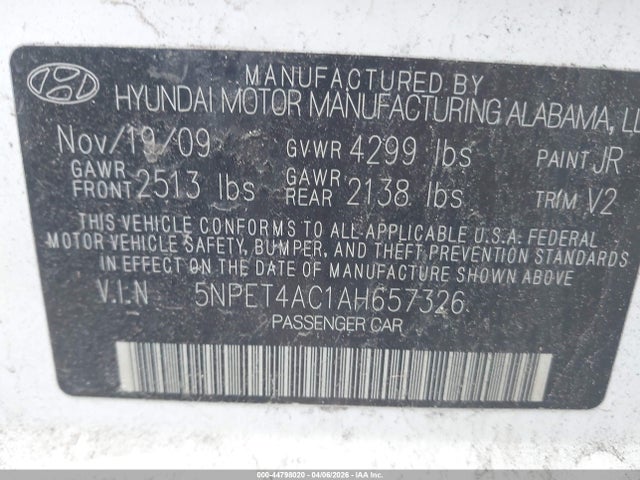 2010 HYUNDAI SONATA 5NPET4AC1AH657326 Photo 8