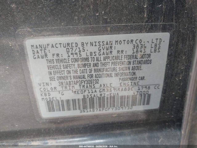 Nissan SENTRA SR 2015 3N1AB7AP0FY309732 Image 9