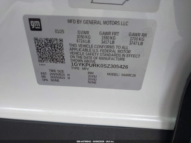 Auction sale of the 2025 Cadillac Lyriq Sport 1 Rwd, vin: 1GYKPURK0SZ305426, lot number: 44798042