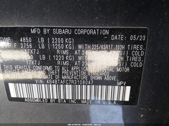 2024 SUBARU OUTBACK 4S4BTAFC7R3108047 Photo 8