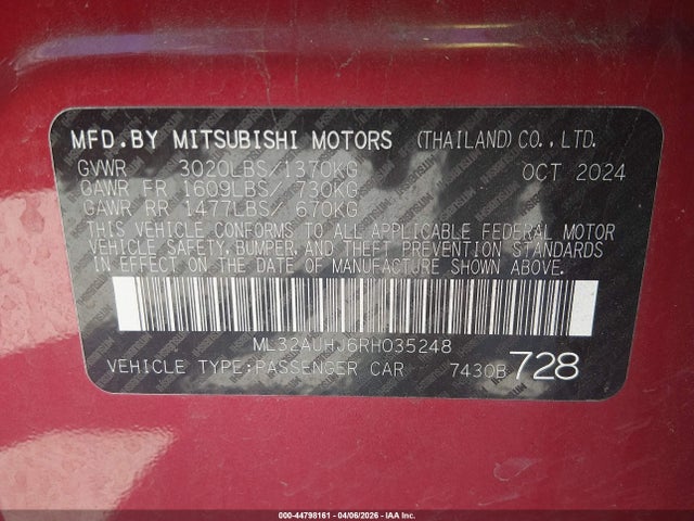 2024 MITSUBISHI MIRAGE ML32AUHJ6RH035248 Photo 8