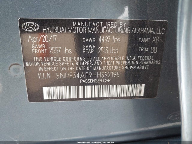 5NPE34AF9HH592195 Hyundai Sonata Sport