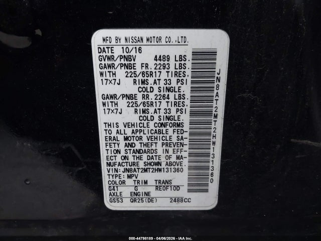 Nissan ROGUE S 2017 JN8AT2MT2HW131360 Image 9