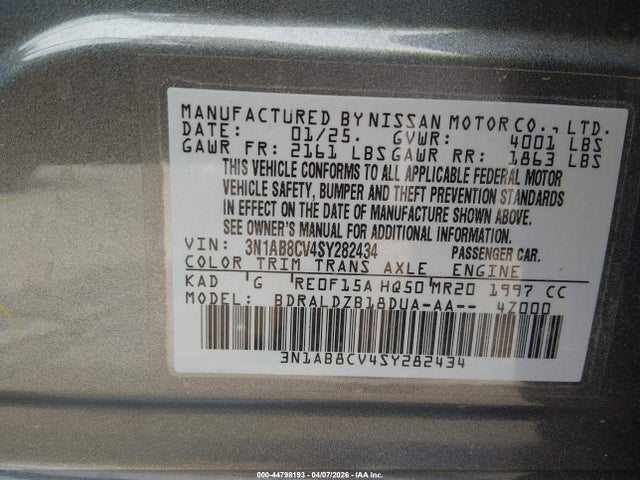 3N1AB8CV4SY282434 Nissan SENTRA SV