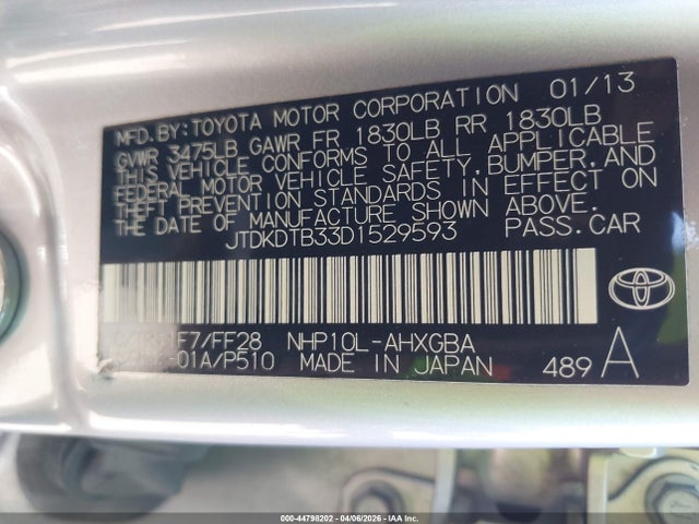 Aukcja sprzedaży 2013 Toyota Prius C Three, vin: JTDKDTB33D1529593, numer aukcji: 44798202