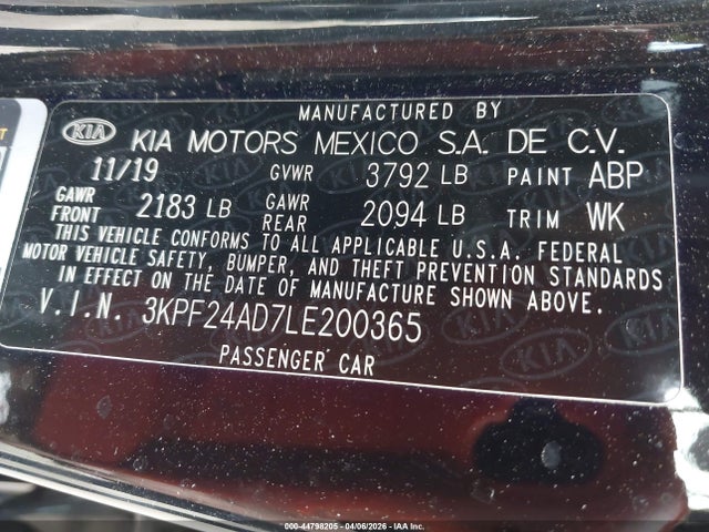 KIA Forte Lxs 2020 3KPF24AD7LE200365 Image 9