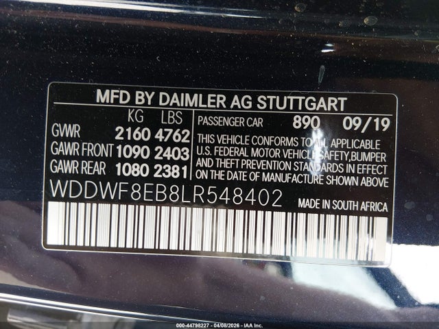 2020 MERCEDES-BENZ C 300 WDDWF8EB8LR548402 Photo 8