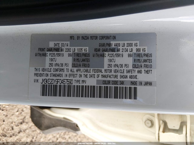 Aukcja sprzedaży 2015 Mazda Cx-5 Grand Touring, vin: JM3KE2DY9F0457590, numer aukcji: 44798249
