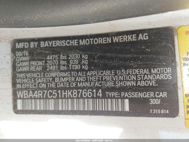 BMW 430I 2017 WBA4R7C51HK876614 Image 9