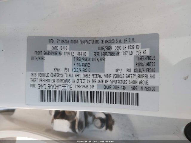 3MYDLBYV0HY166719 Toyota YARIS IA